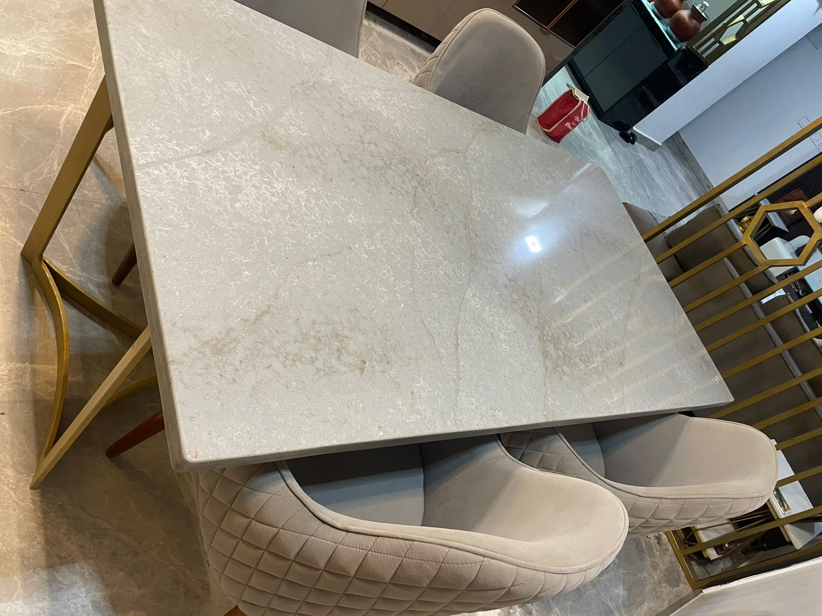 Celestia Gray quartz fitted as a kitchen countertop, Chennai Quartz Chennai